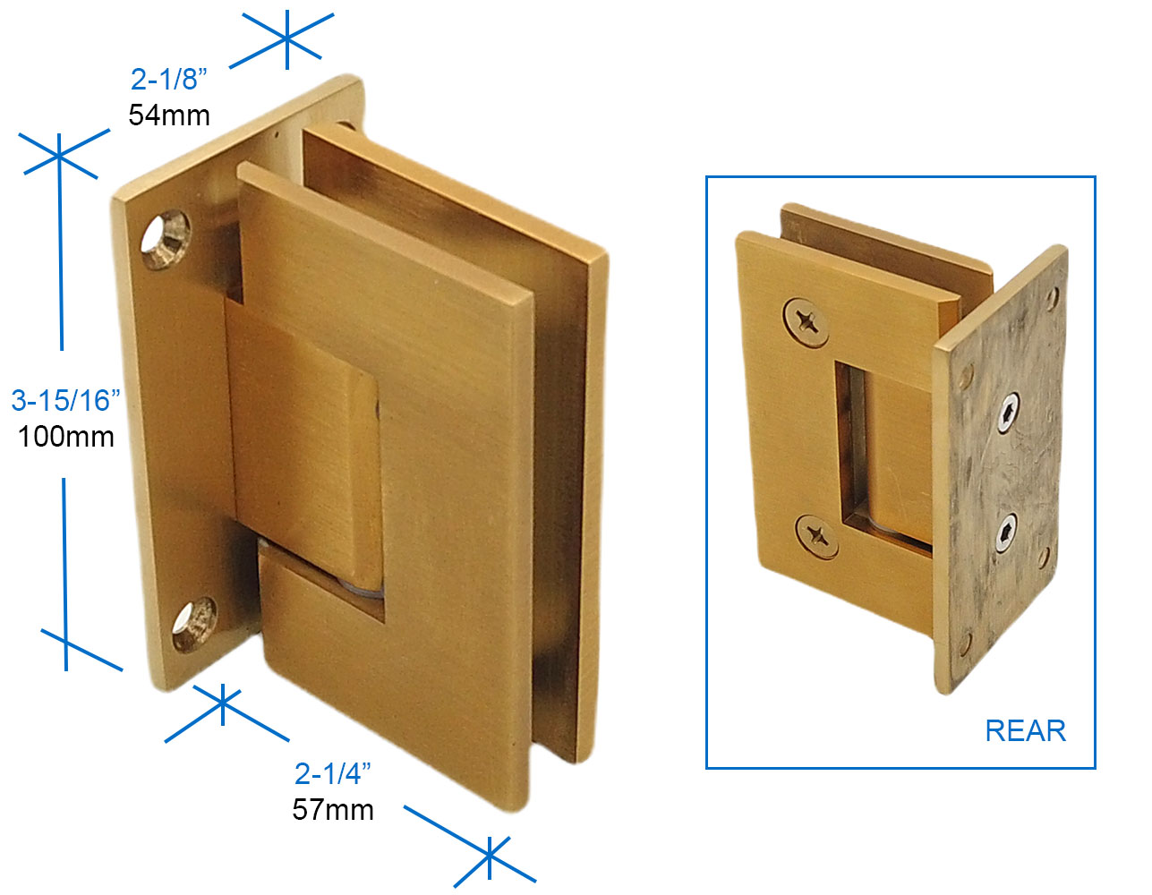 A Brass Hinge With Measurement